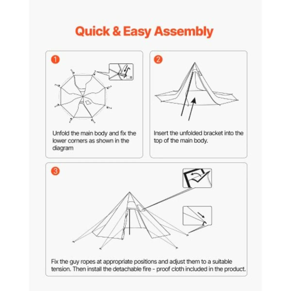 Tipi Hot Tent with Stove Jack Waterproof Portable - Image 3