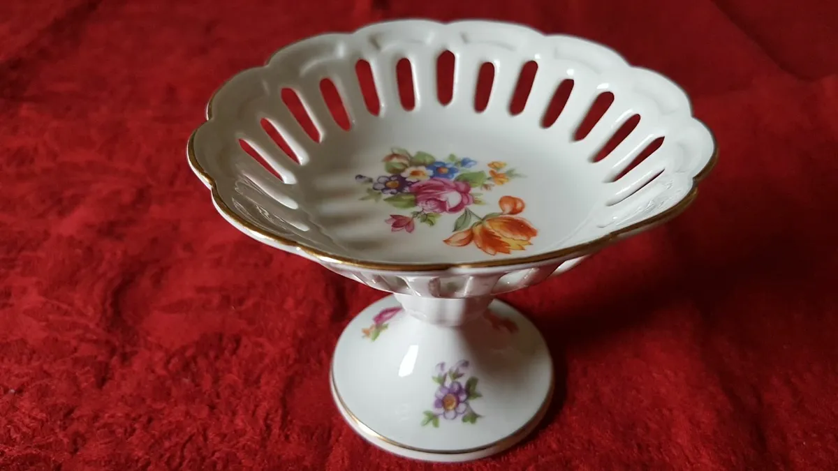 German Porcelain Reticulated Mini Pedestal Compote - Image 3