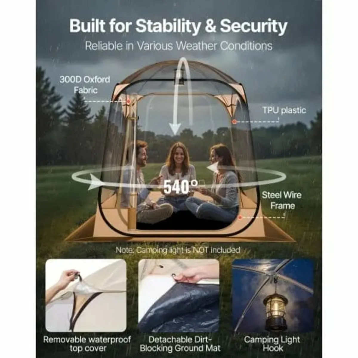 Pop up Sports Tent 63x63 in Outdoor Clear Bubble T - Image 3