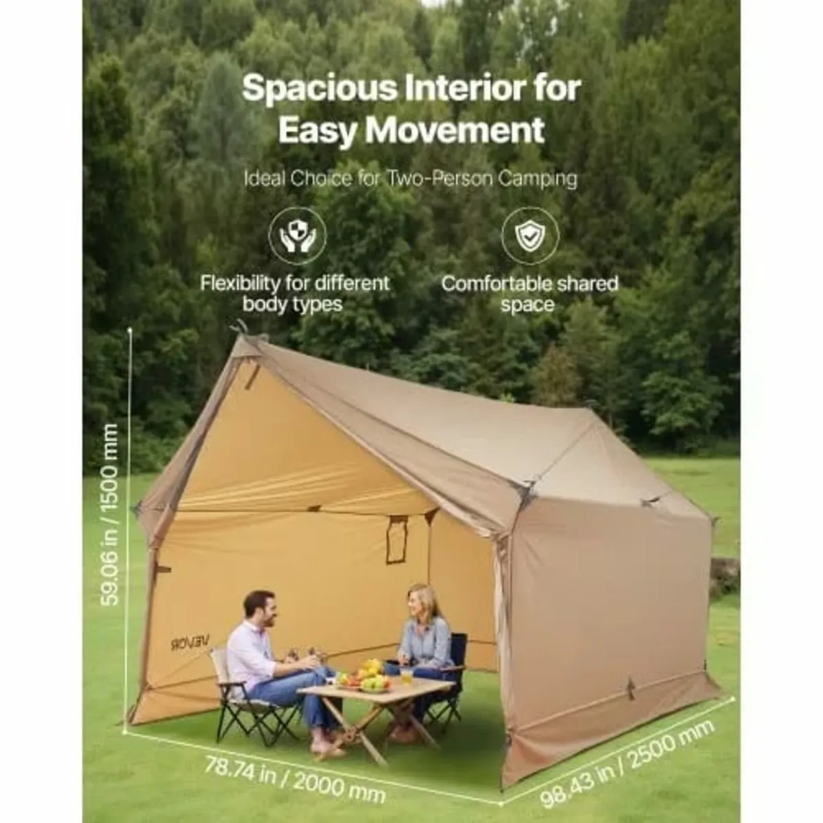 Cabin Hot Tent with Stove Jack Lightweight Waterpr - Image 3