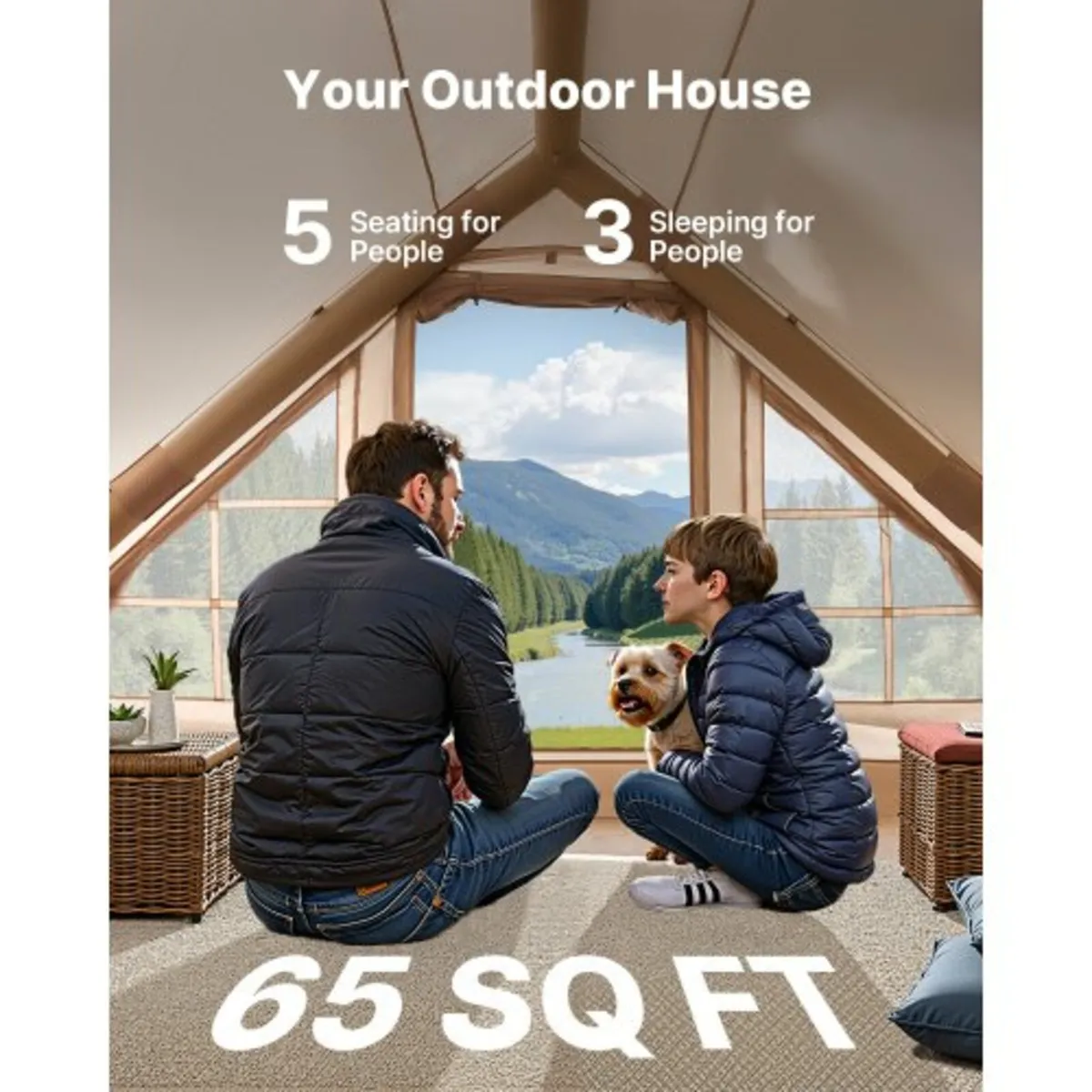 Inflatable Tent for Camping 3-5 Person Glamping Te - Image 2