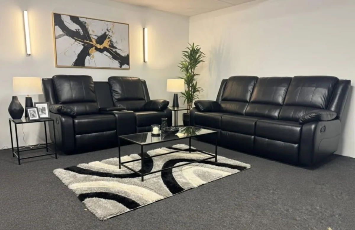 New 3+2 or 3+1+1 Grey Leather Recliner Sofas - Image 2
