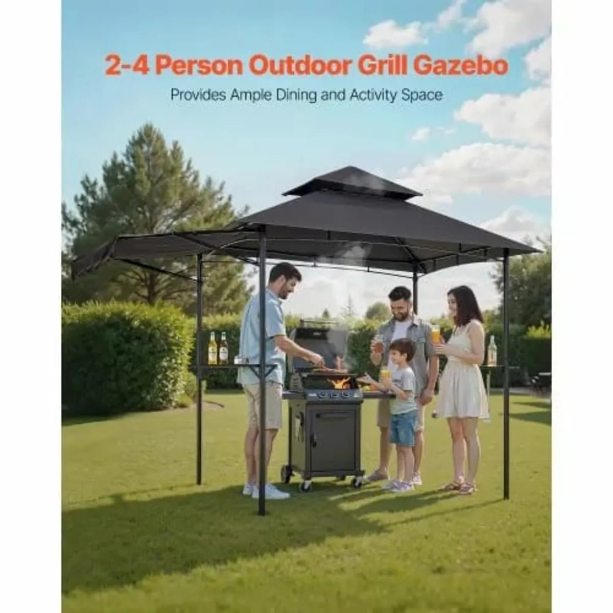 Grill Gazebo, 2.43 x 1.5 m Double-Tiered Top, BBQ - Image 4