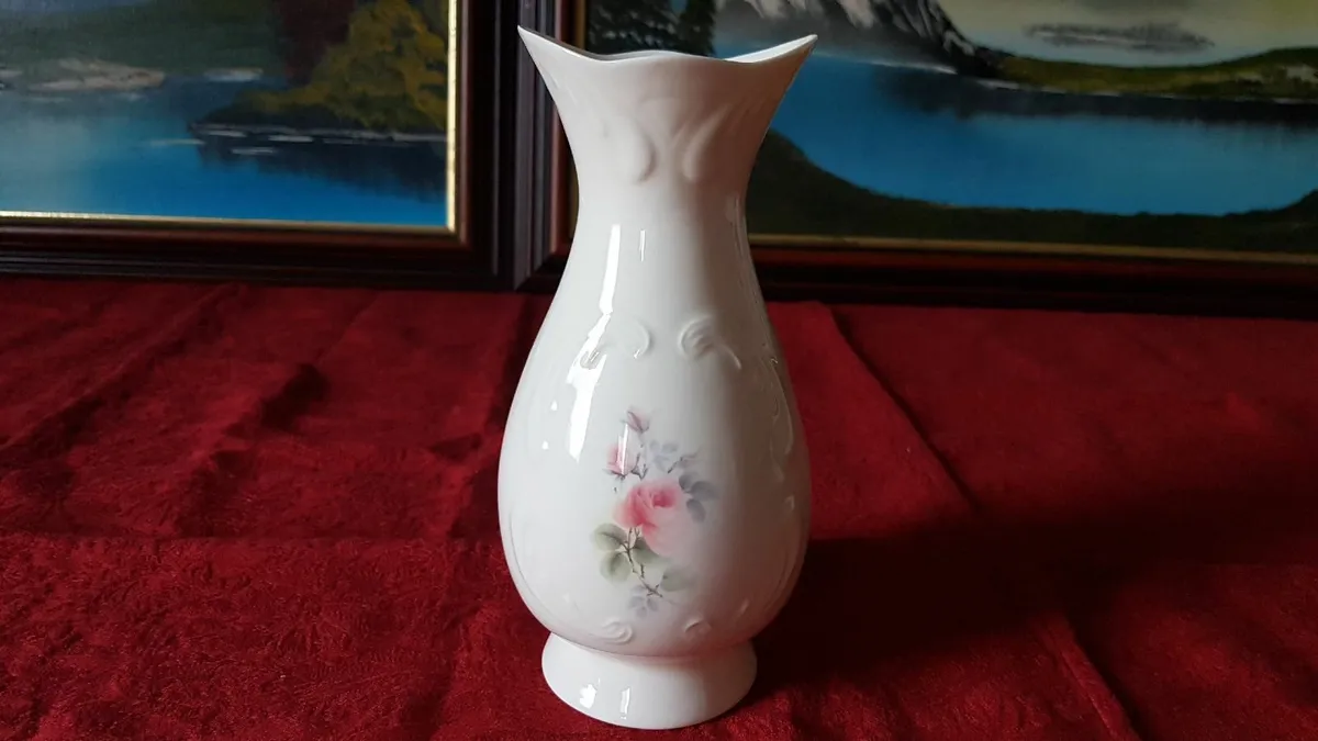 8" Donegal Parian China Rose Vase Made In Ireland - Image 1
