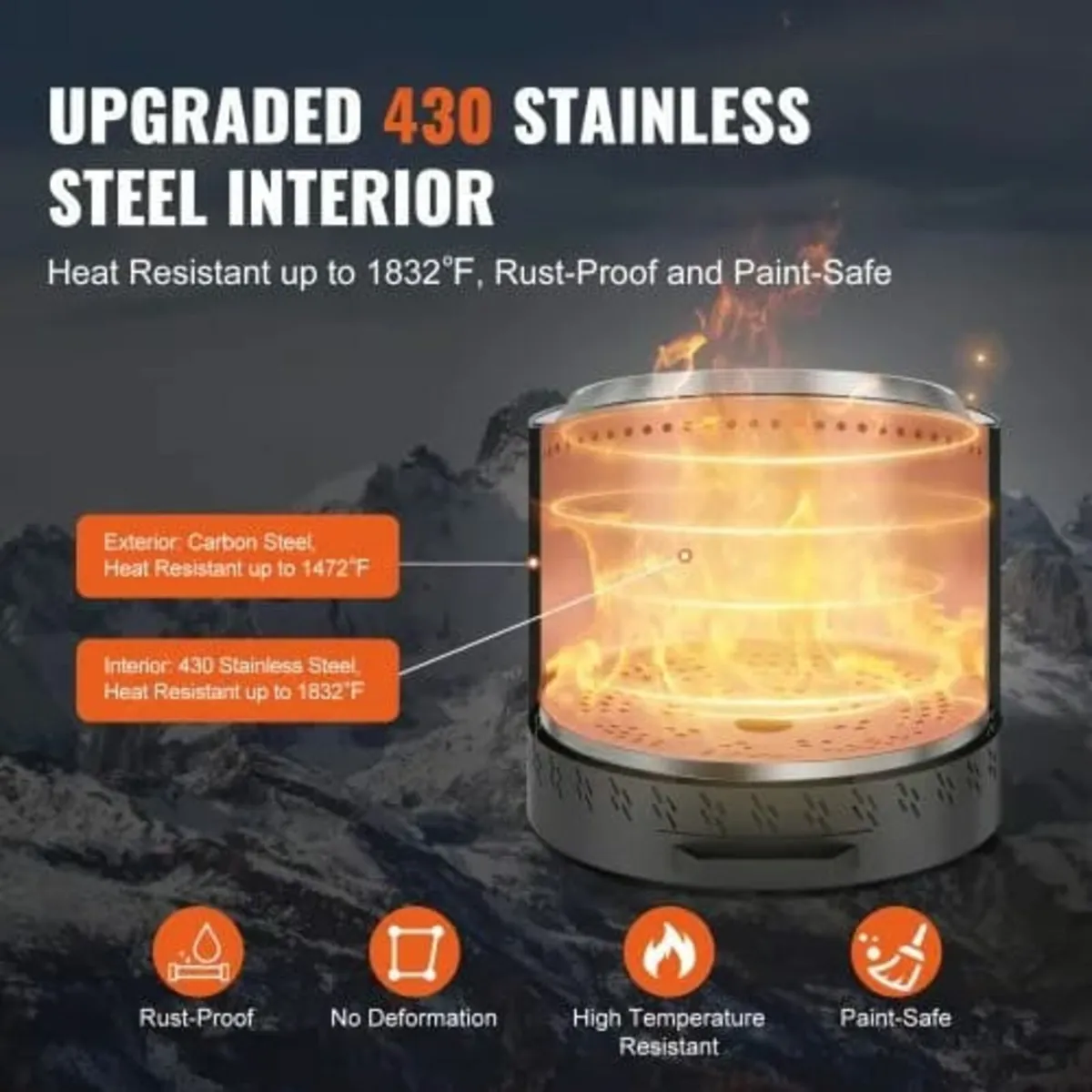 Smokeless Fire Pit Stove Bonfire 40.1 cm Dia Wood - Image 2