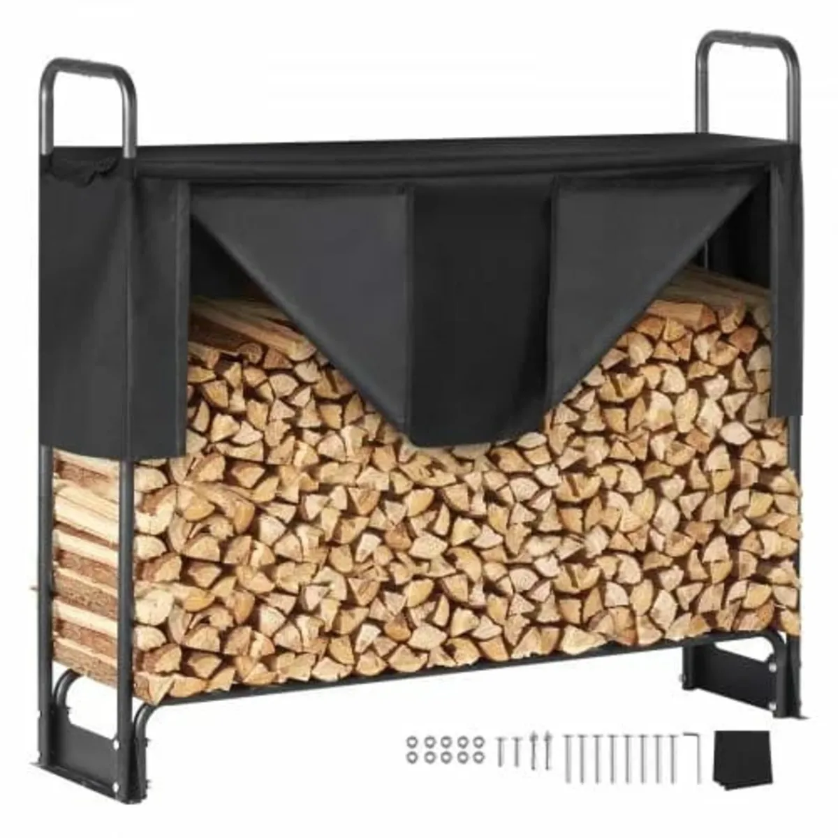 1.3m Outdoor Firewood Rack with Cover, 132 cm x 36 - Image 1