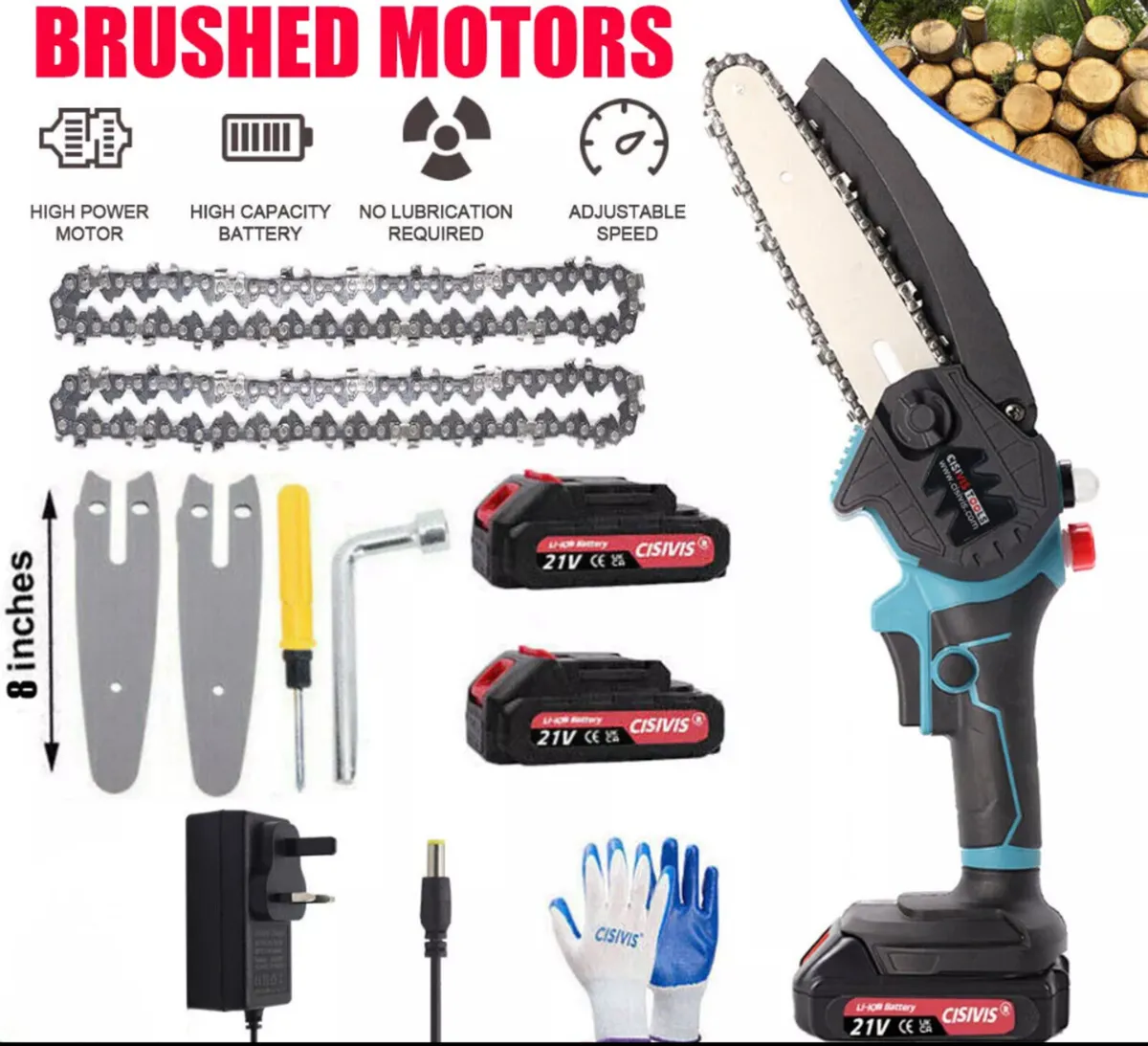 8” Mini Chainsaw & 2 Batteries NEW - Image 1