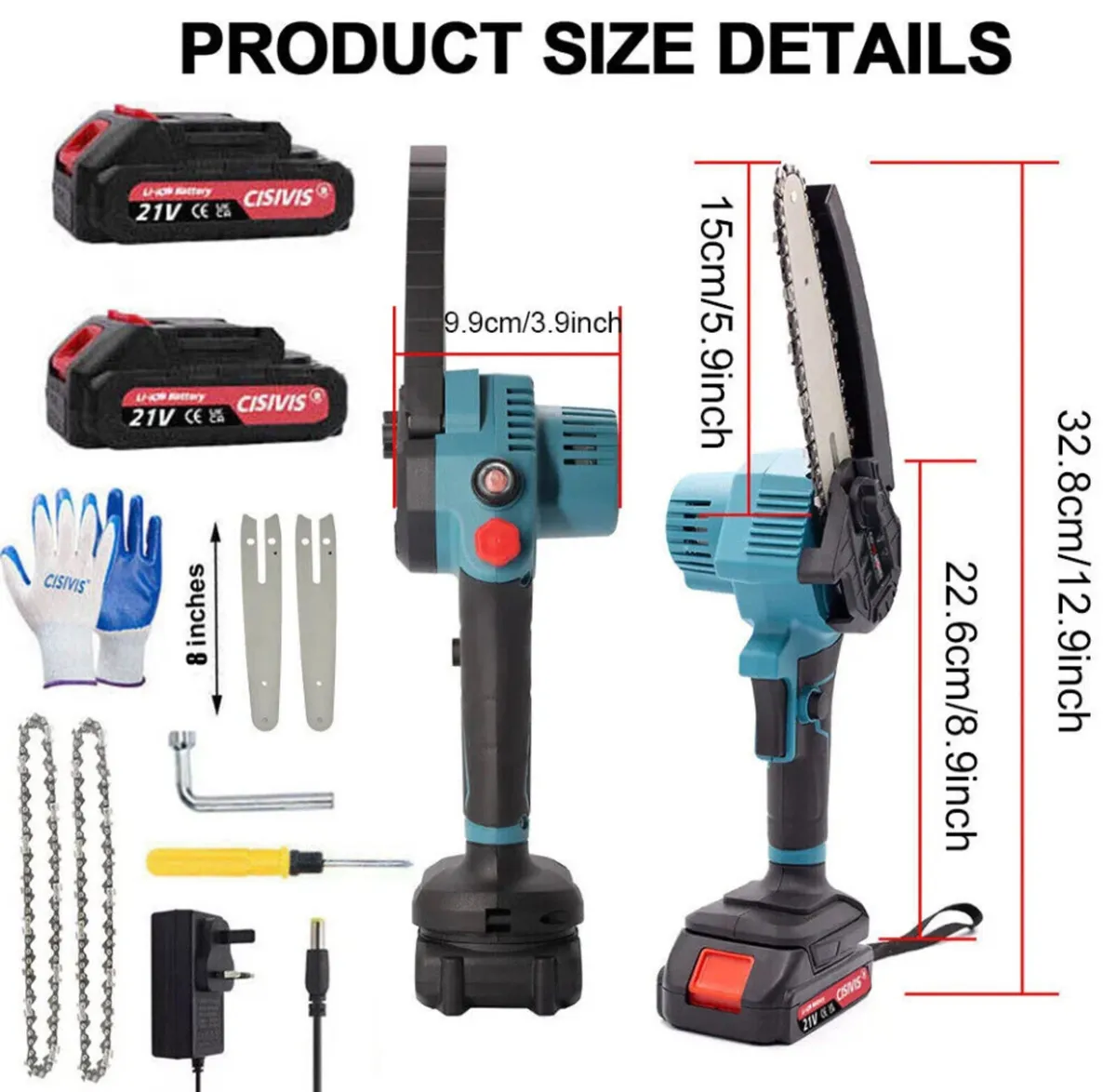 8” Mini Chainsaw & 2 Batteries NEW - Image 2