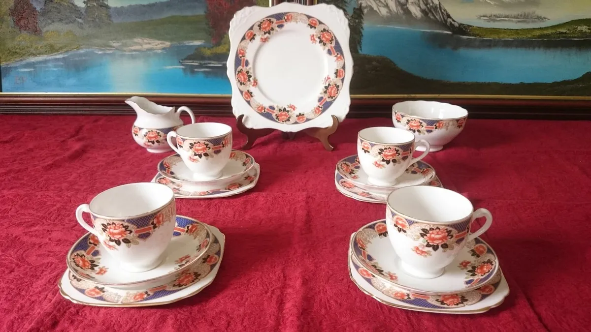 Vintage Plant Tuscan England Imari 15 Pc. Tea Set - Image 3
