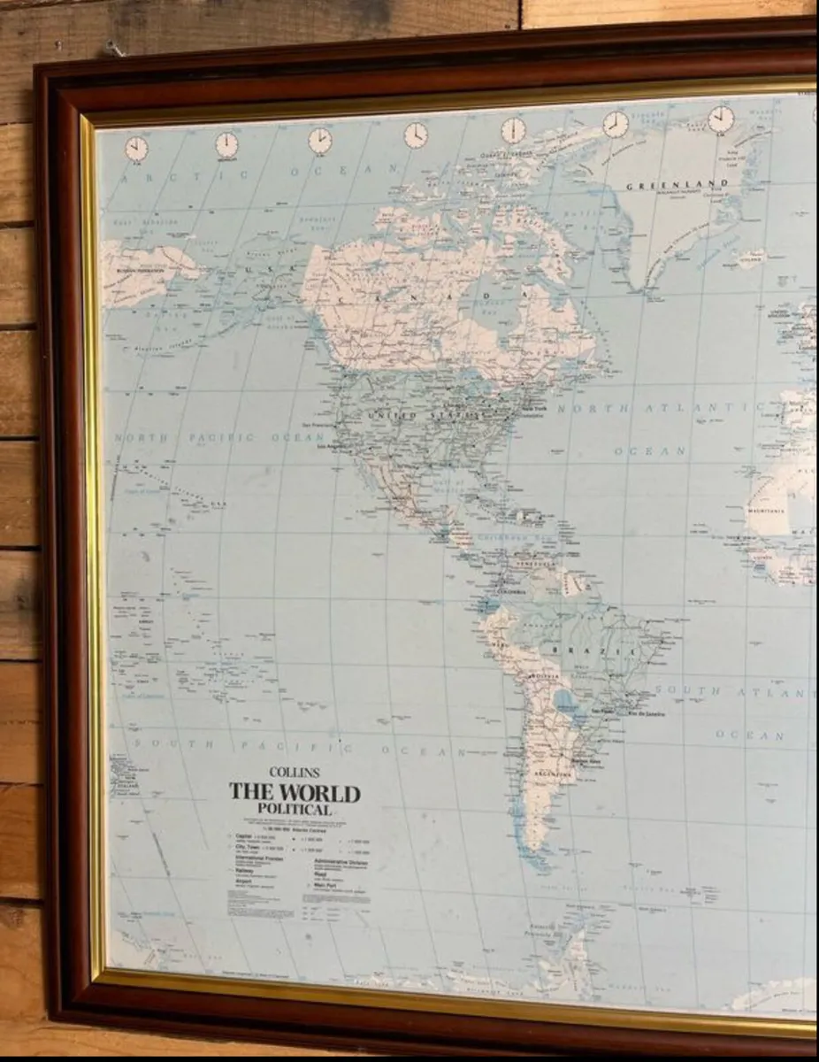 Vintage framed map of the world 1999 - Image 2