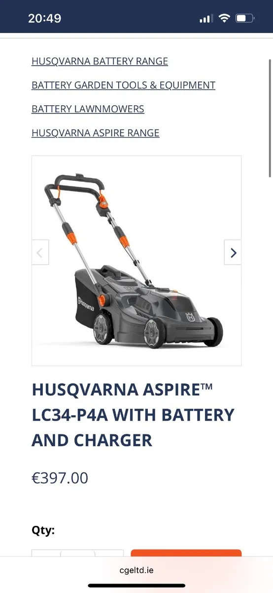 Husqvarna Lawnmower Battery Operated (Like new) - Image 1