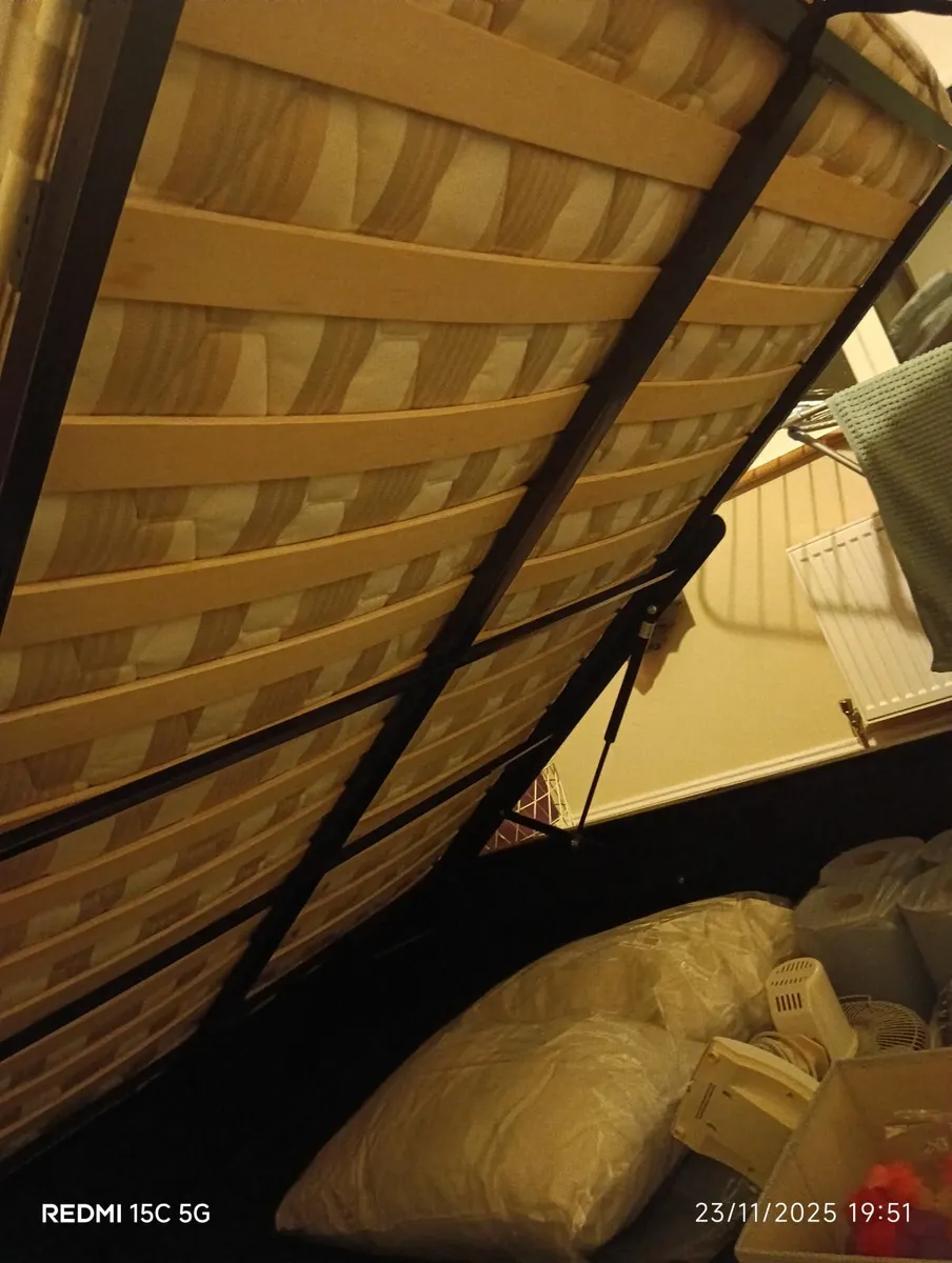 Double ottoman bed, mattress & mattress topper - Image 4