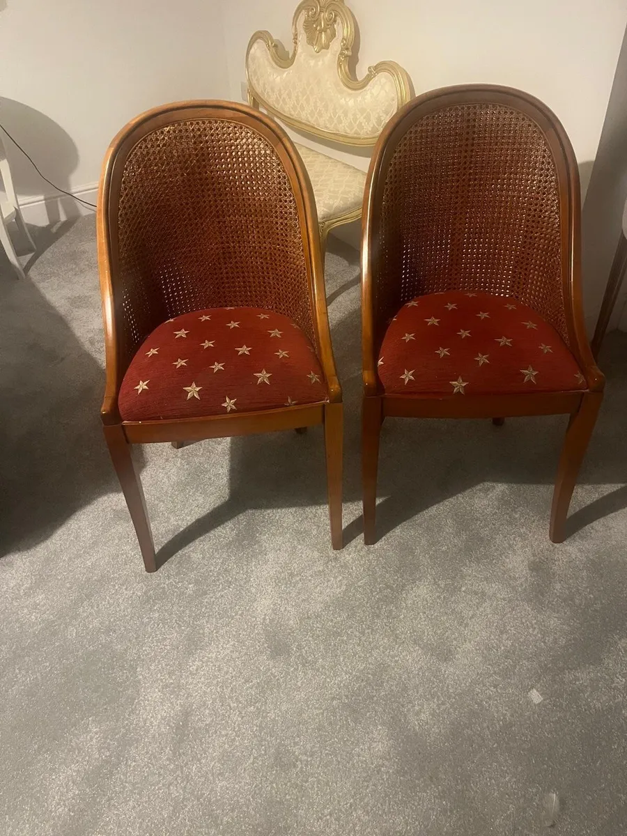 Wooden Chairs with Red Cushion