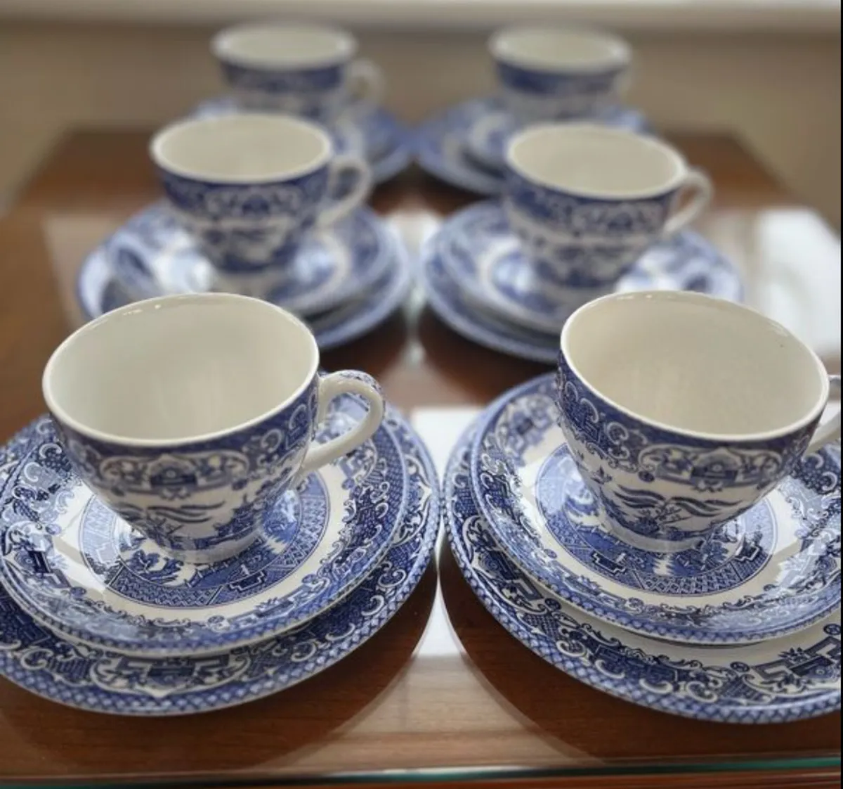 Blue Willow vintage 6 trios - Image 2