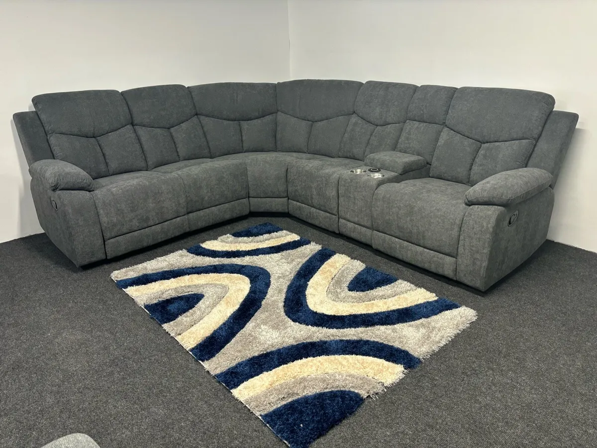 New Grey wyatt Fabric Recliner Corner Sofa - Image 1