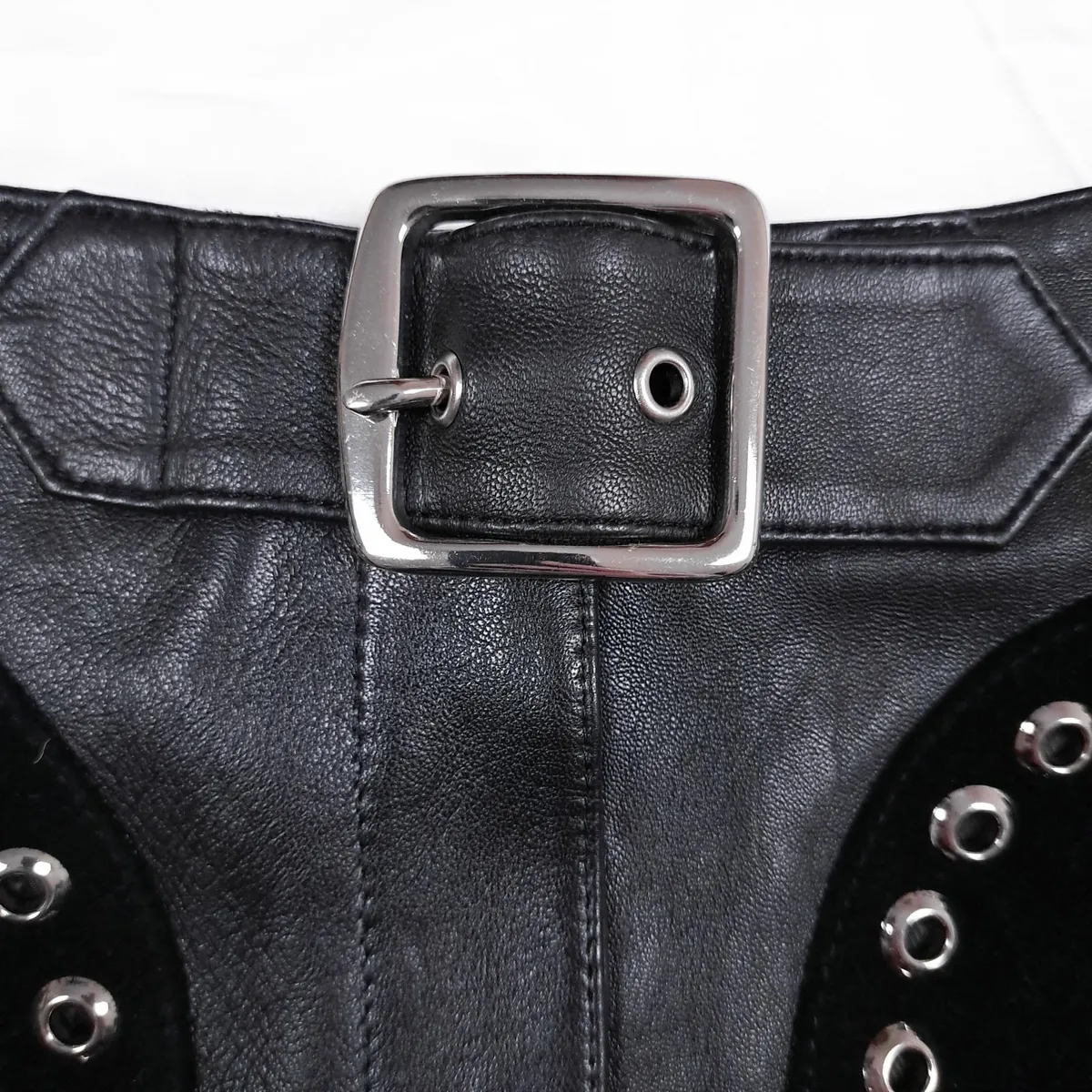 Maje Black Leather Studded Grommet Mini Skirt 4UK - Image 4
