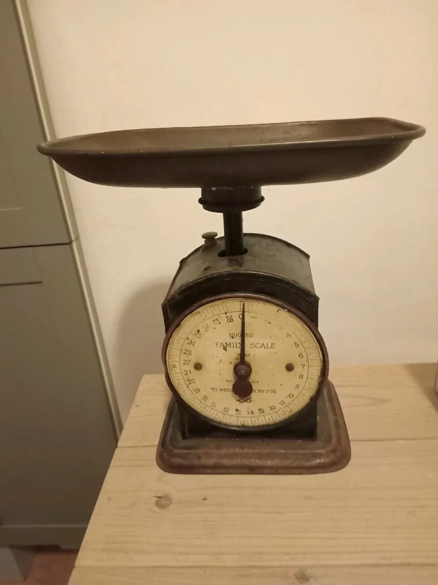 antique hughes family scales cast iron - Image 1