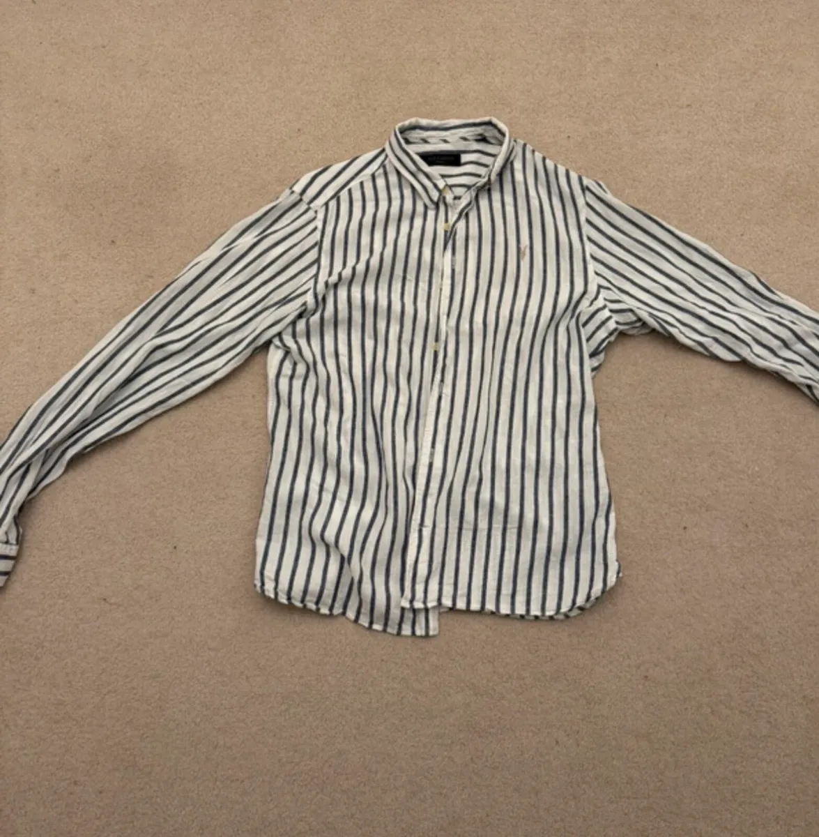 All Saints Men’s Navy / White striped shirt - Med - Image 3