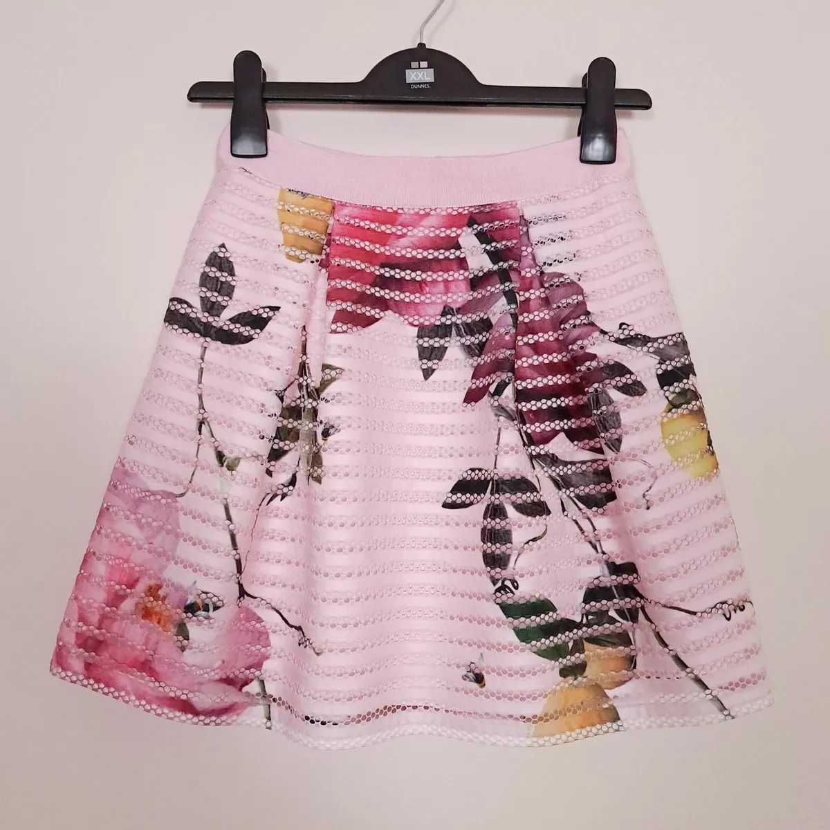 Ted Baker Pink Floral Fit & Flare Mini Skirt 6UK - Image 1