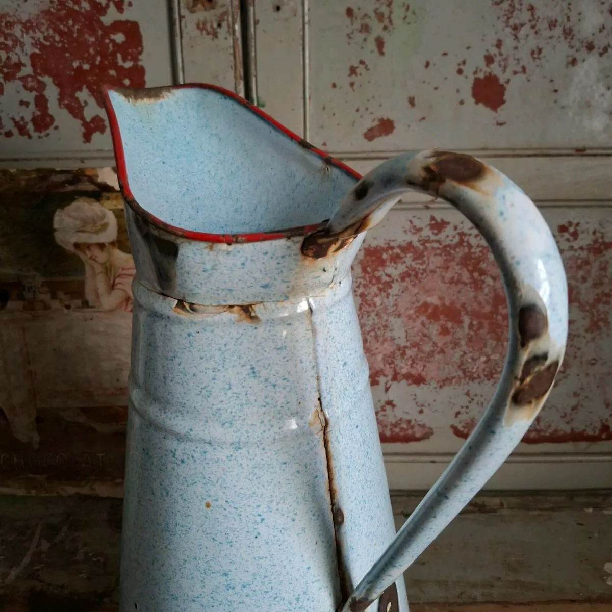 Large French Enamel Pitcher - Image 2