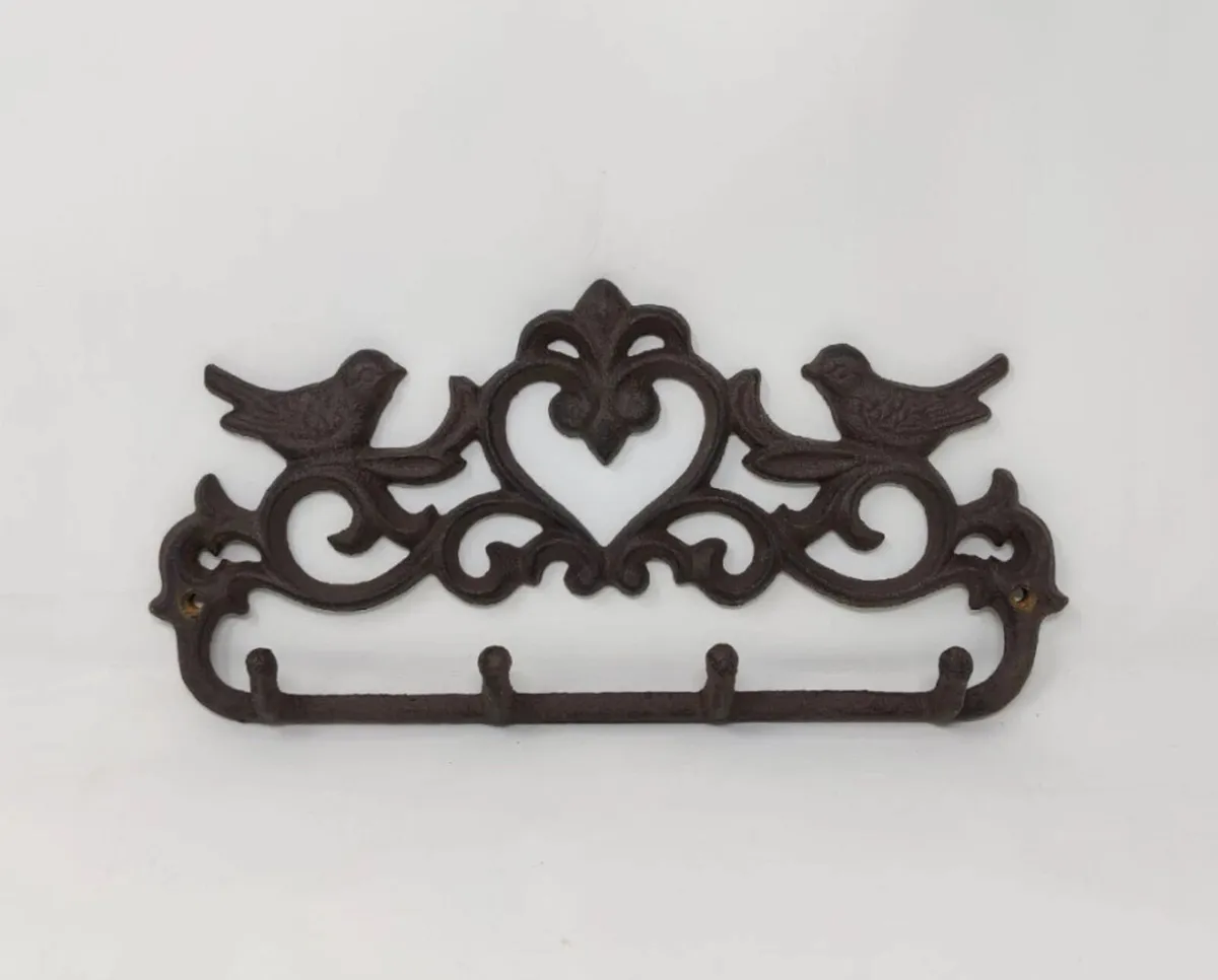 Love Birds 4 Hooks Coat Hanger Cast Iron NEW - Image 2