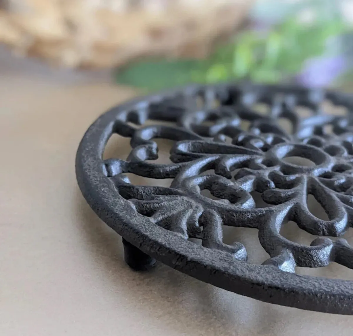 NEW Cast Iron Round Trivet Tea Pot Pan Stand - Image 2