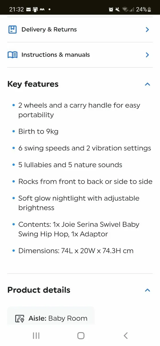 Joie Baby Swivel Swing Chair - Image 2