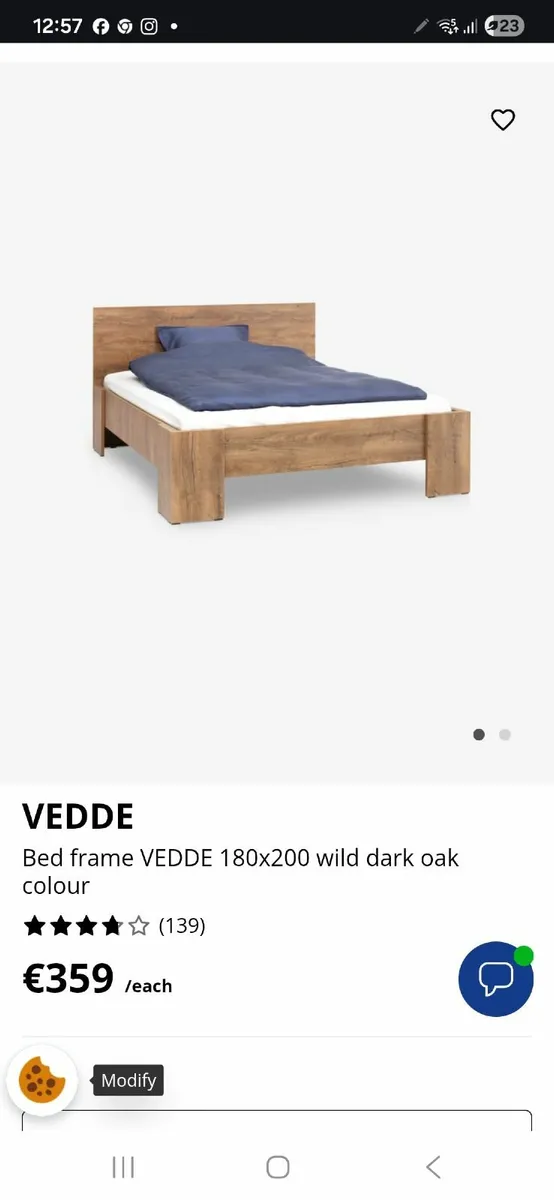 King size Bed frame and side tables - Image 1