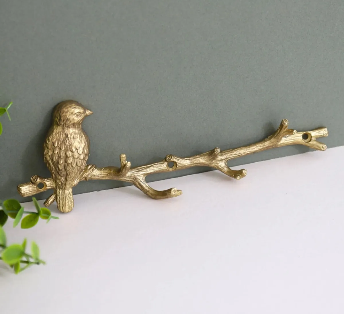 Gold Metal Bird on Branch 6 Hooks - Image 2