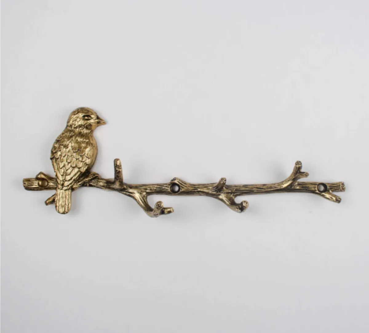 Gold Metal Bird on Branch 6 Hooks - Image 3