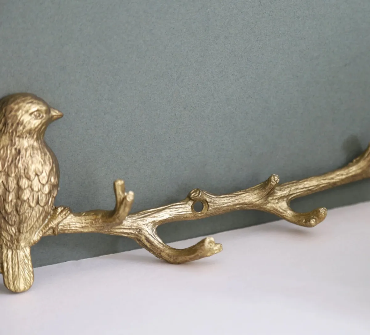 Gold Metal Bird on Branch 6 Hooks - Image 4