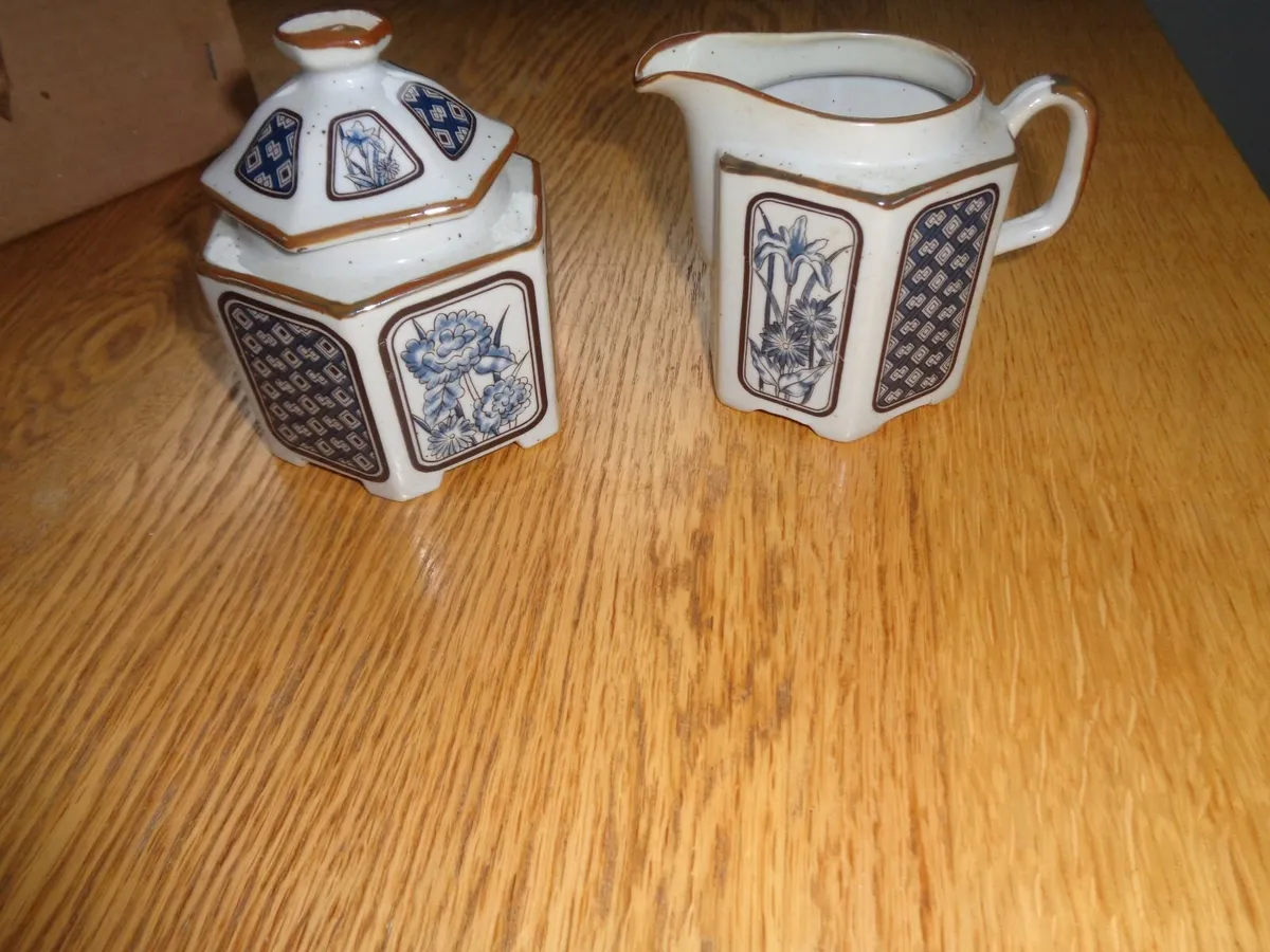Ceramic Milk Jug and Sugar Bowl for Sale - Image 1