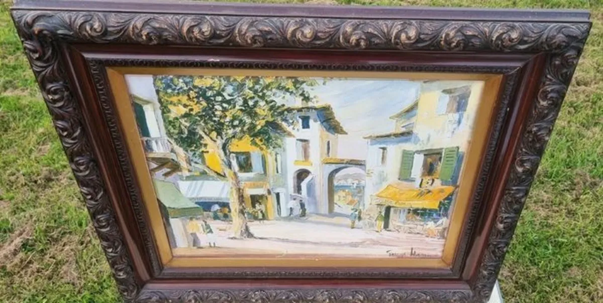 Large vintage painting in an old frame - Image 4
