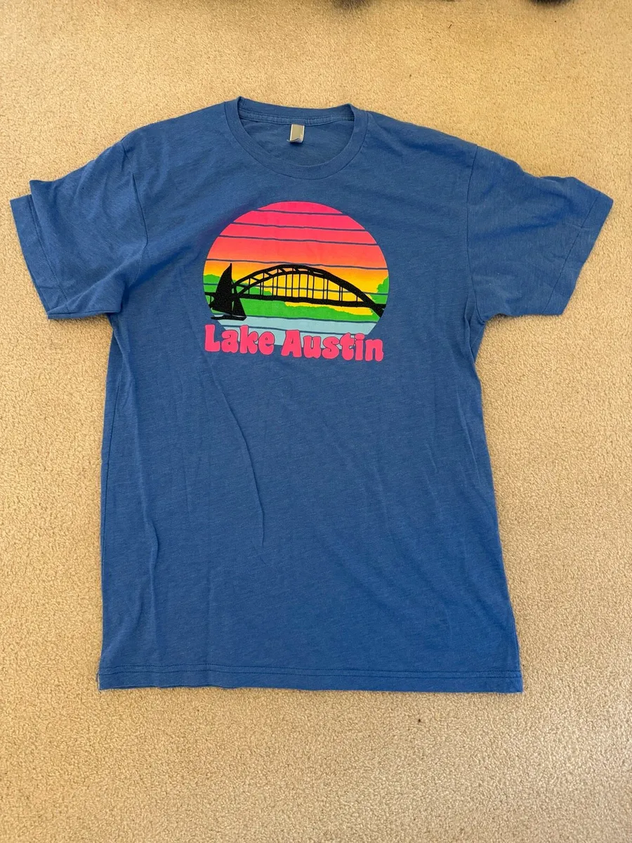 Men’s Vintage retro style “lake Austin” T Shirt - Image 1