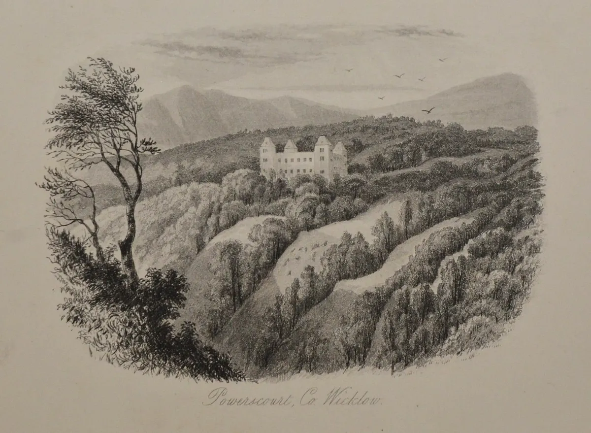 Powerscourt Wicklow 1863 Antique Print - Image 1