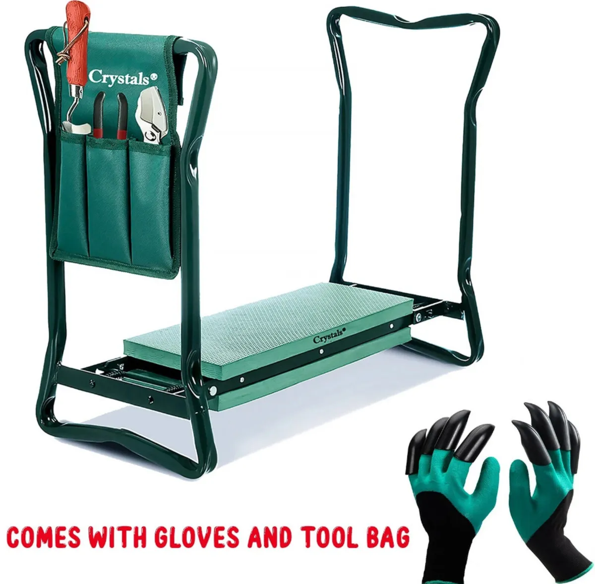 Garden Kneeler Folding Stool Tool Bag & Gloves NEW - Image 3
