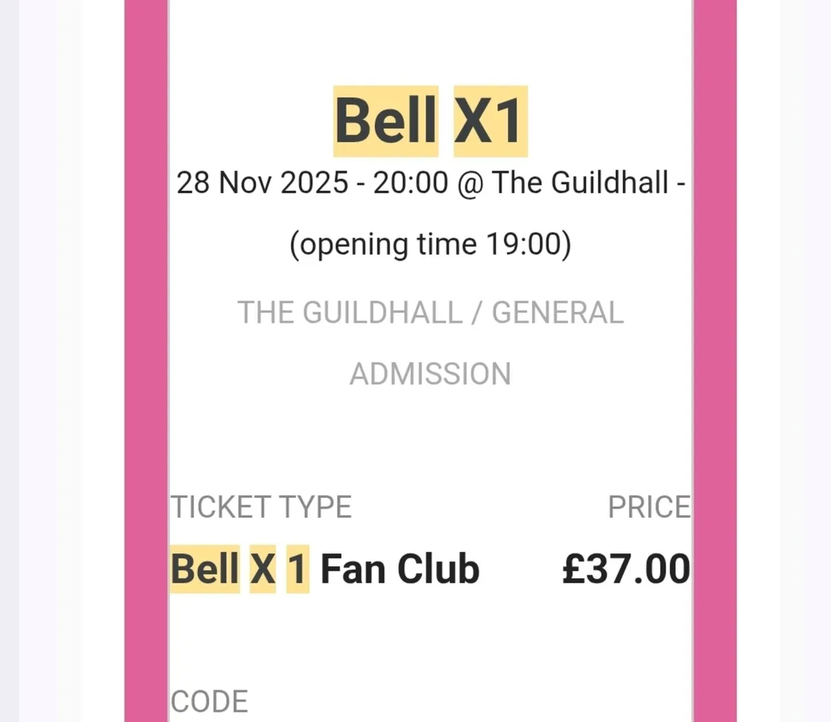 Concert Tickets for Bell X1