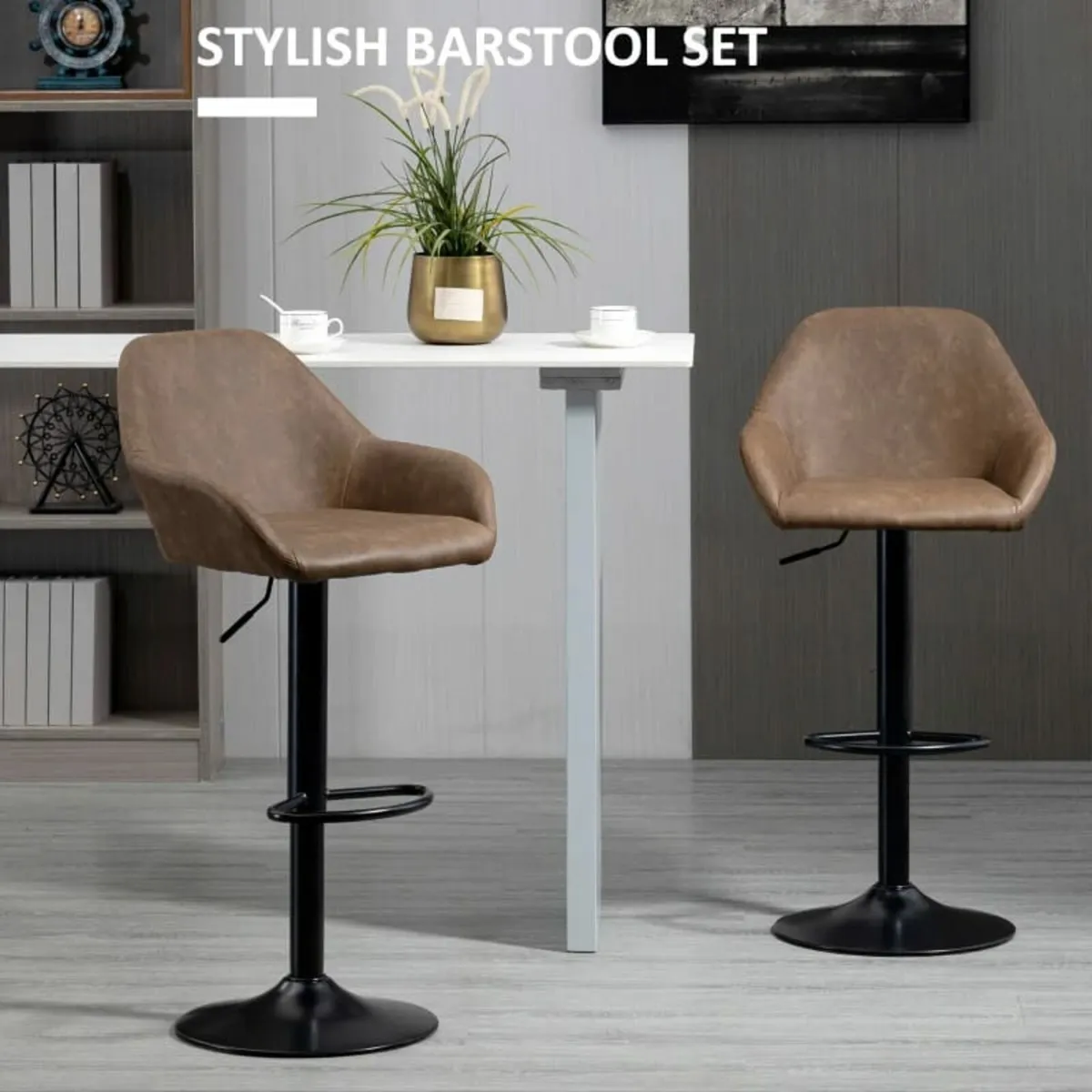 Adjustable Bar Stools Set of 2, Swivel Barstools w - Image 2