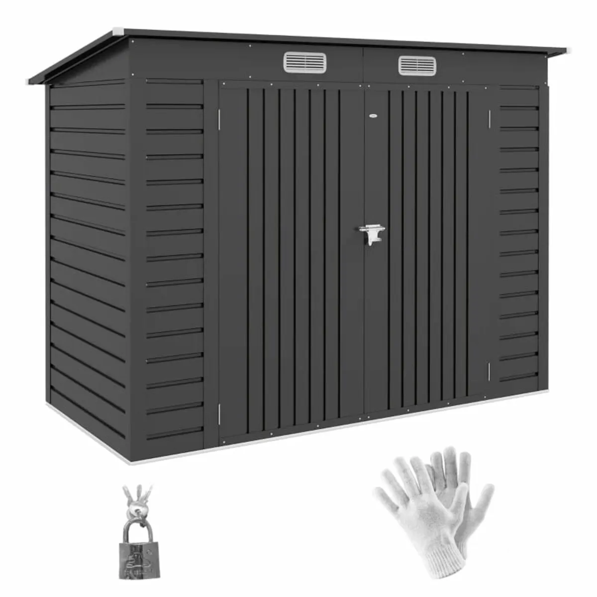 3.7 x 7.9ft Galvanised Steel Shed, with Latched Do - Image 1