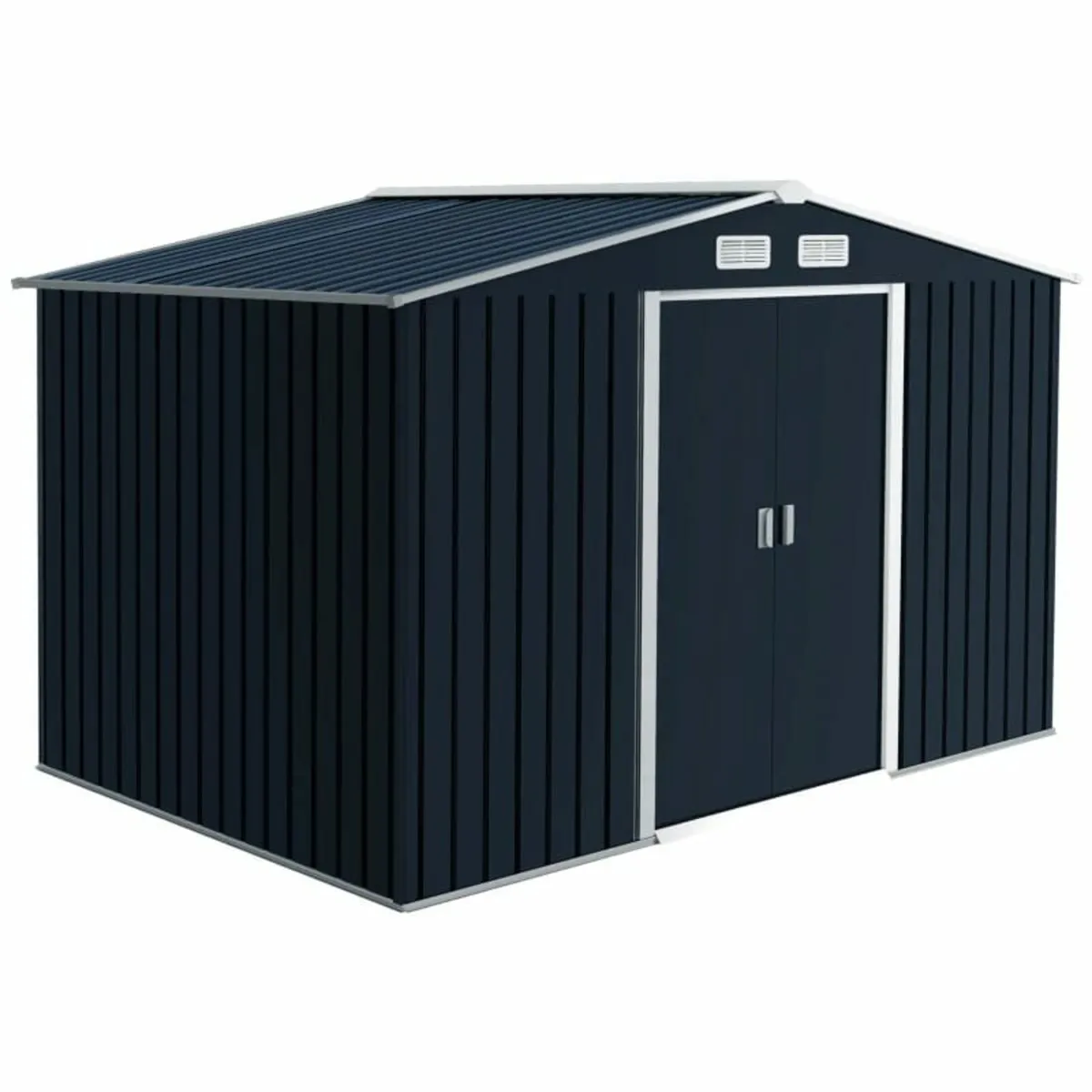 9 x 6FT Metal Shed Roofed Garden Shed Outdoor Stor - Image 1