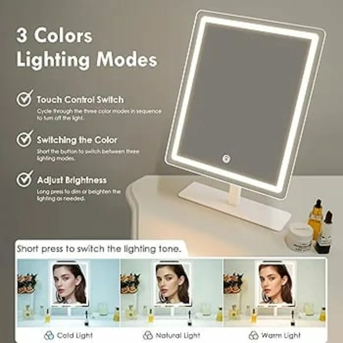 Vanity Mirror with Light, LED Makup Mirror, 3-Colo - Image 2