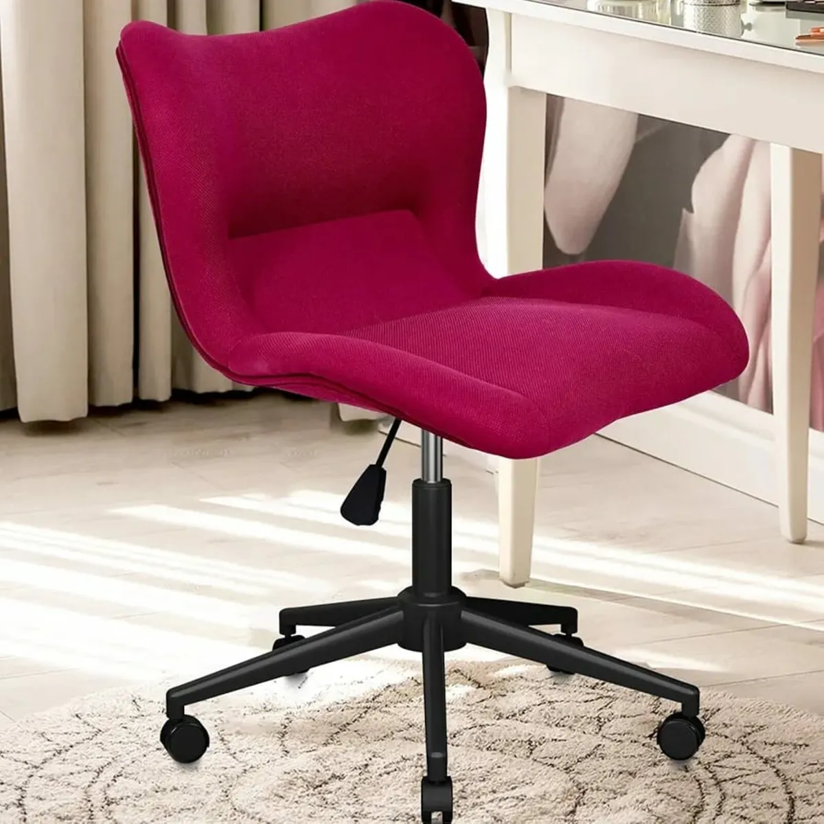 Office Chair Red Lovely Armless Makeup Vanity Dres - Image 1