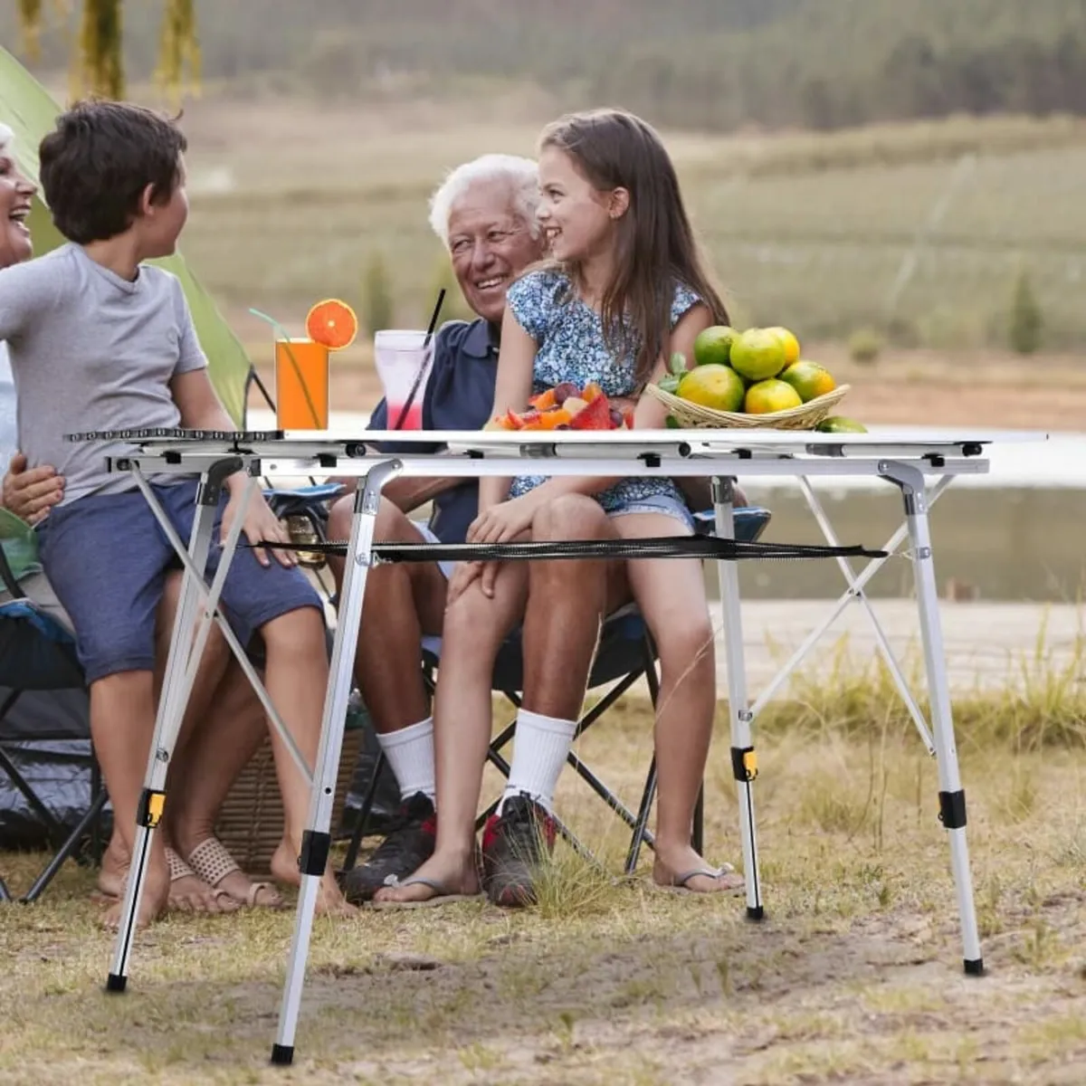 Aluminium Portable Outdoor BBQ Picnic Table w/ Mes - Image 4