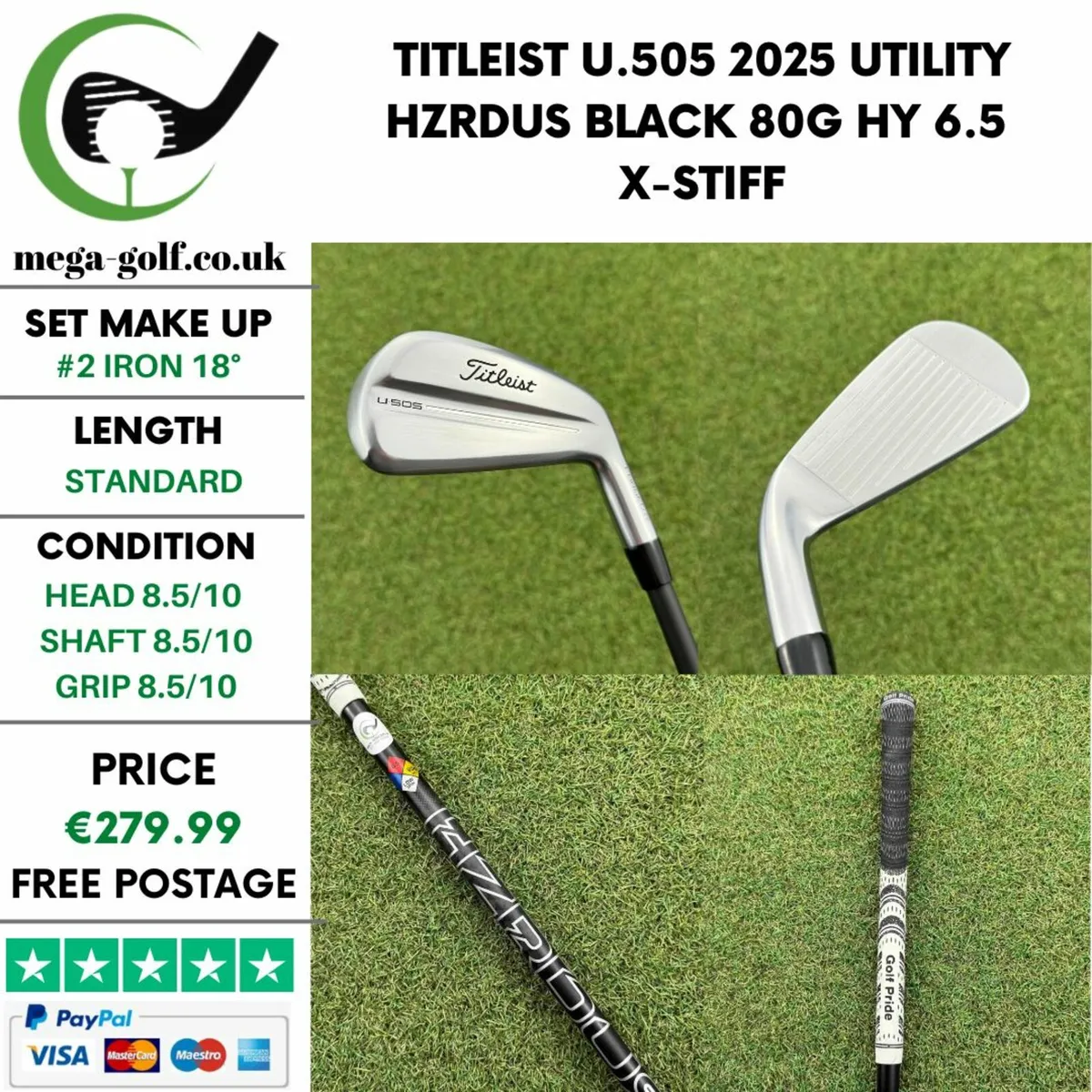 Titleist U.505 2025 Utility #2 Iron 18° / X-Stiff - Image 1