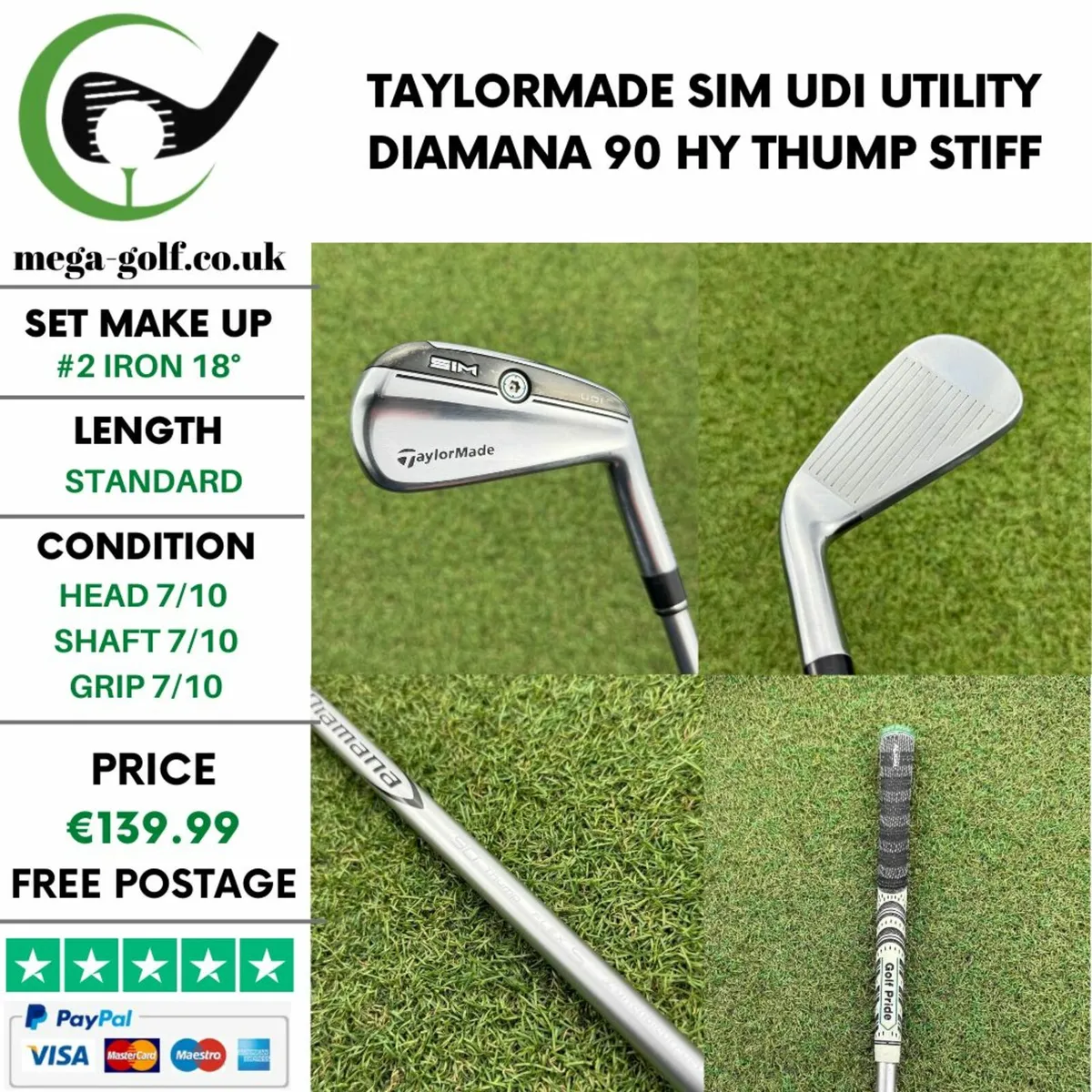 Taylormade Sim UDI Utility #2 Iron 18° / Stiff - Image 1