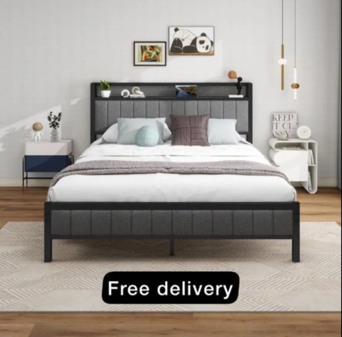 King Size Bed Frame With Storage Headboard