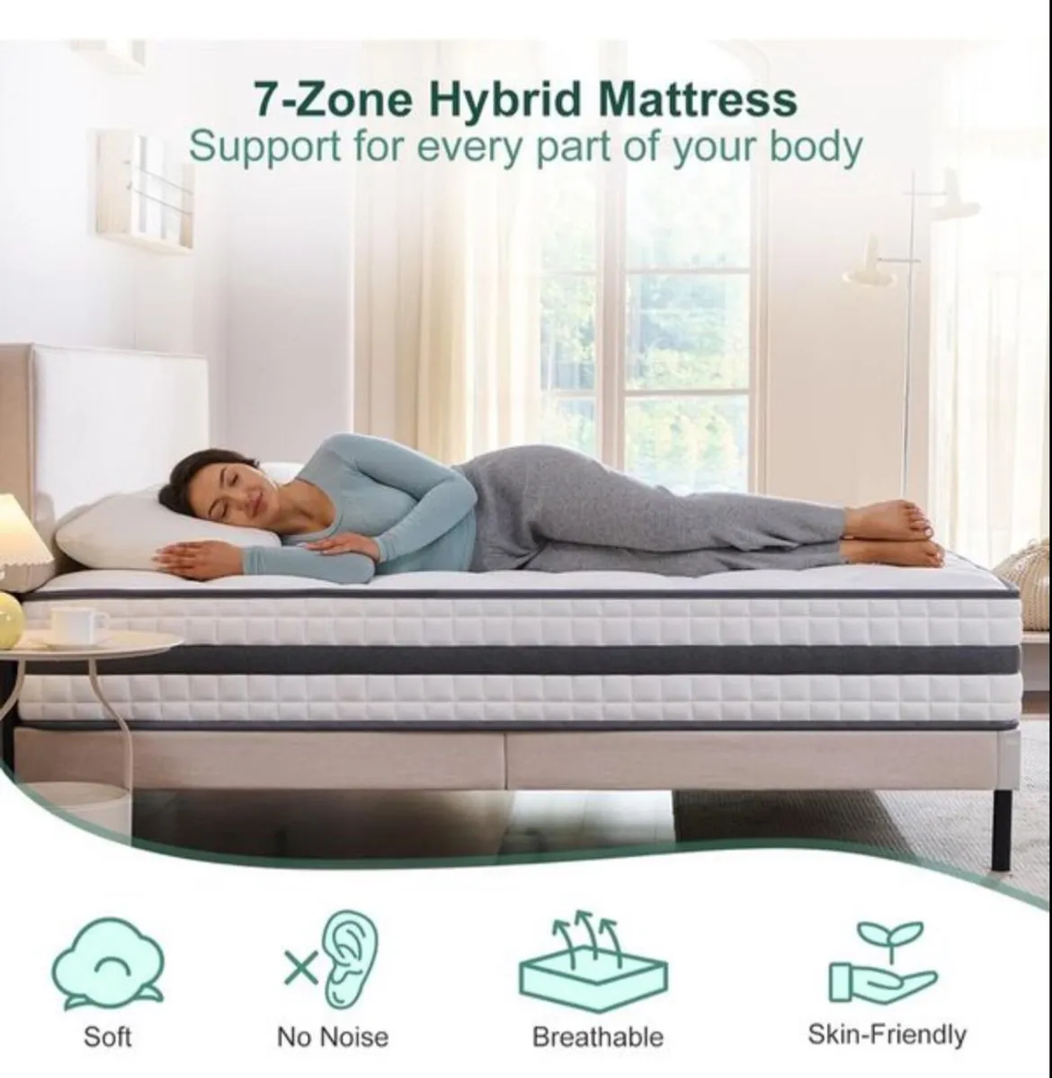 King Mattress, Hybrid Memory Foam and Spring