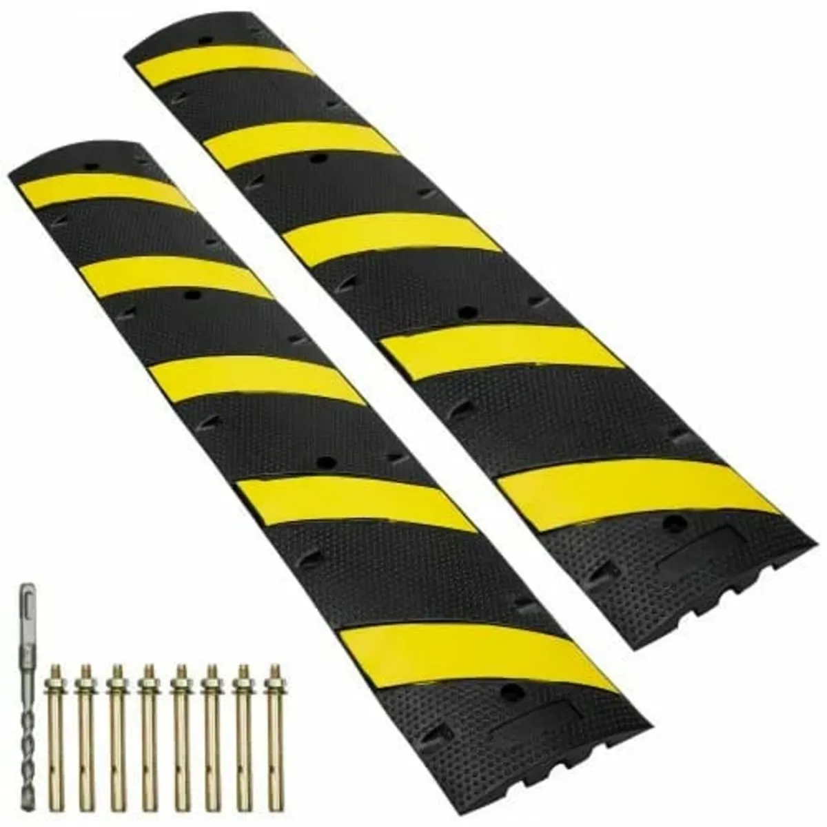 2PCs Rubber Speed Hump 183 x 30 x 4.5 cm, 2 Channe - Image 1