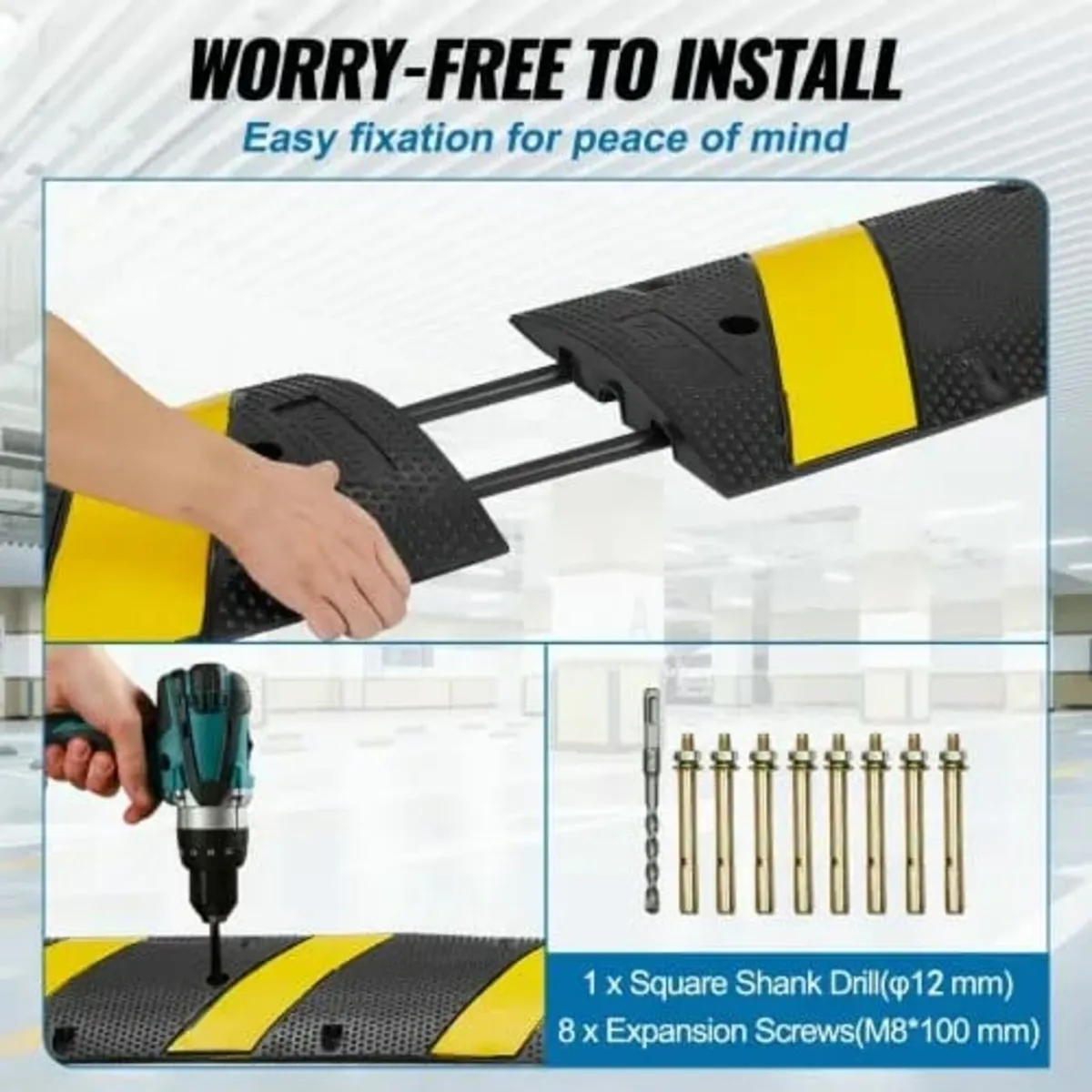 2PCs Rubber Speed Hump 183 x 30 x 4.5 cm, 2 Channe - Image 3