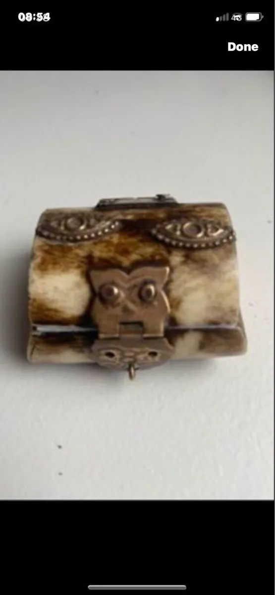 Vintage Bone & Brass Ring Box - Image 1